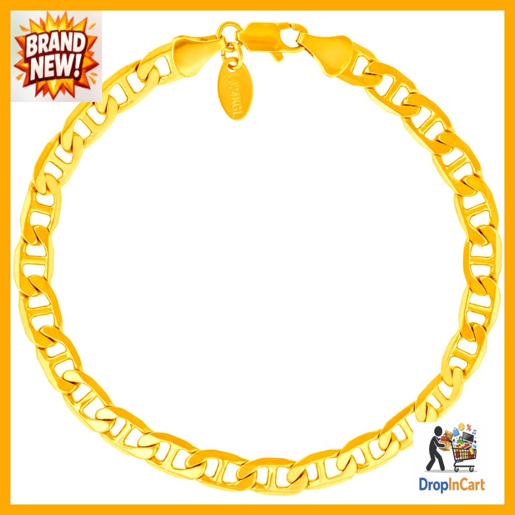Gold Plated Mariner Link Chain Ankle Bracelet Elegant Nautical Style